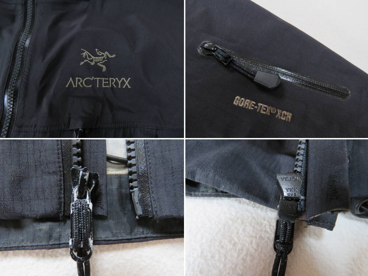 ダメージ ARC'TERYX Alpha SV ゴアテックスパーカー ジャケット アークテリクス アルファ カナダ製 ブラック GORE-TEX Mの画像9