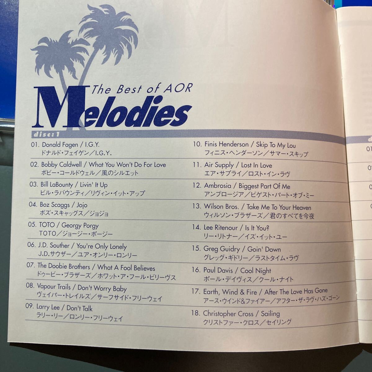 2CD★MELODIES THE BEST OF AOR オムニバス 鈴木英人ジャケの画像4