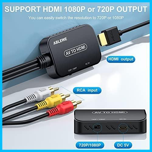 ★HDMI+AVケーブル付き★ ABLEWE RCA to HDMI 変換コンバーター AV to HDMI コンポジット 1080/720P切り替え 音声出力可 USB給電_画像3