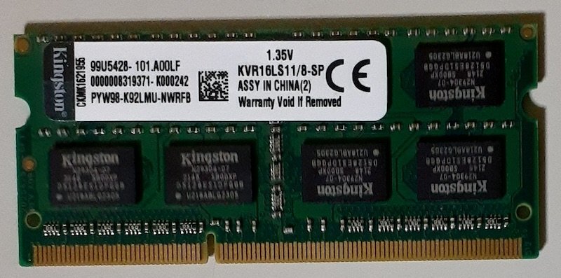 4400 Macで動作確認済み ノート用メモリ PC3L-12800 DDR3L-1600 8GB 1枚 Kingston Mac/Win_画像1