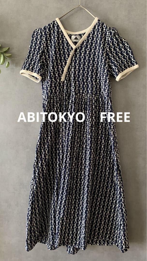 古着★ABITOKYO 刺繍花柄ワンピース ネイビー