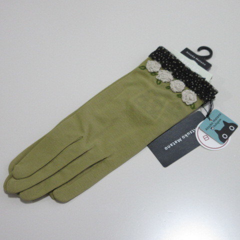 手袋/UV手袋【AtsukoMatano】マタノアツコUV手袋 バラ 日本製/綿100%/カーキ