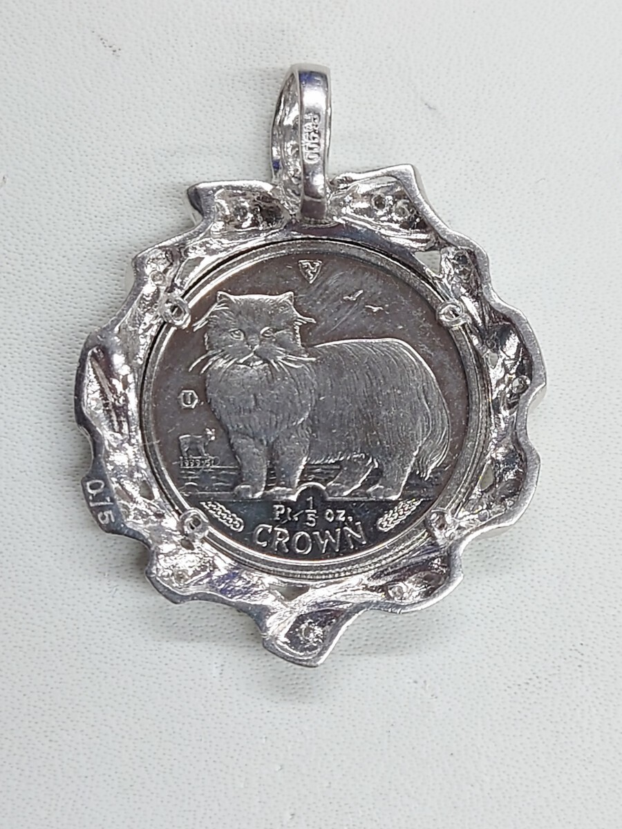 Man island cat coin 1/5oz original platinum . platinum 900 frame pendant top 1989 year peru car cat 