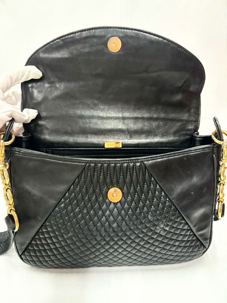 【セット】BALLY バリー チェーンショルダーバッグ 折り財布 レザー ブラック キルティング ロゴ ゴールド金具_画像7