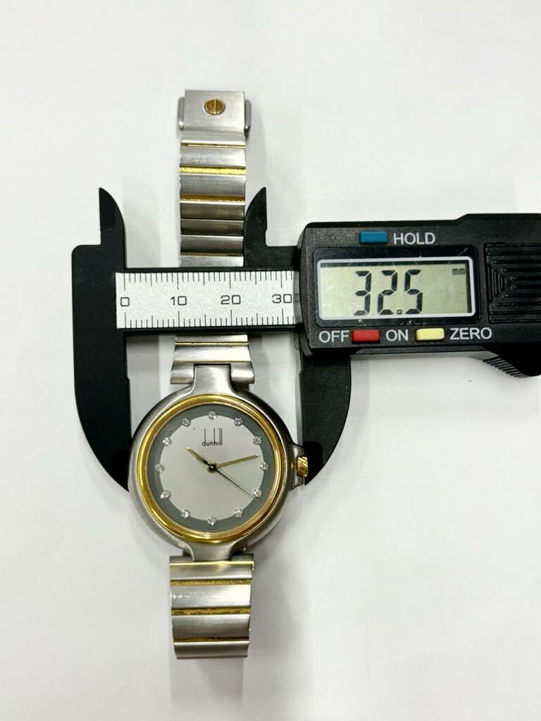 【稼働品】dunhill ダンヒル ミレニアム 12Pダイヤ インデックス グレー文字盤 SS GP コンビ QZ クォーツ腕時計_画像8