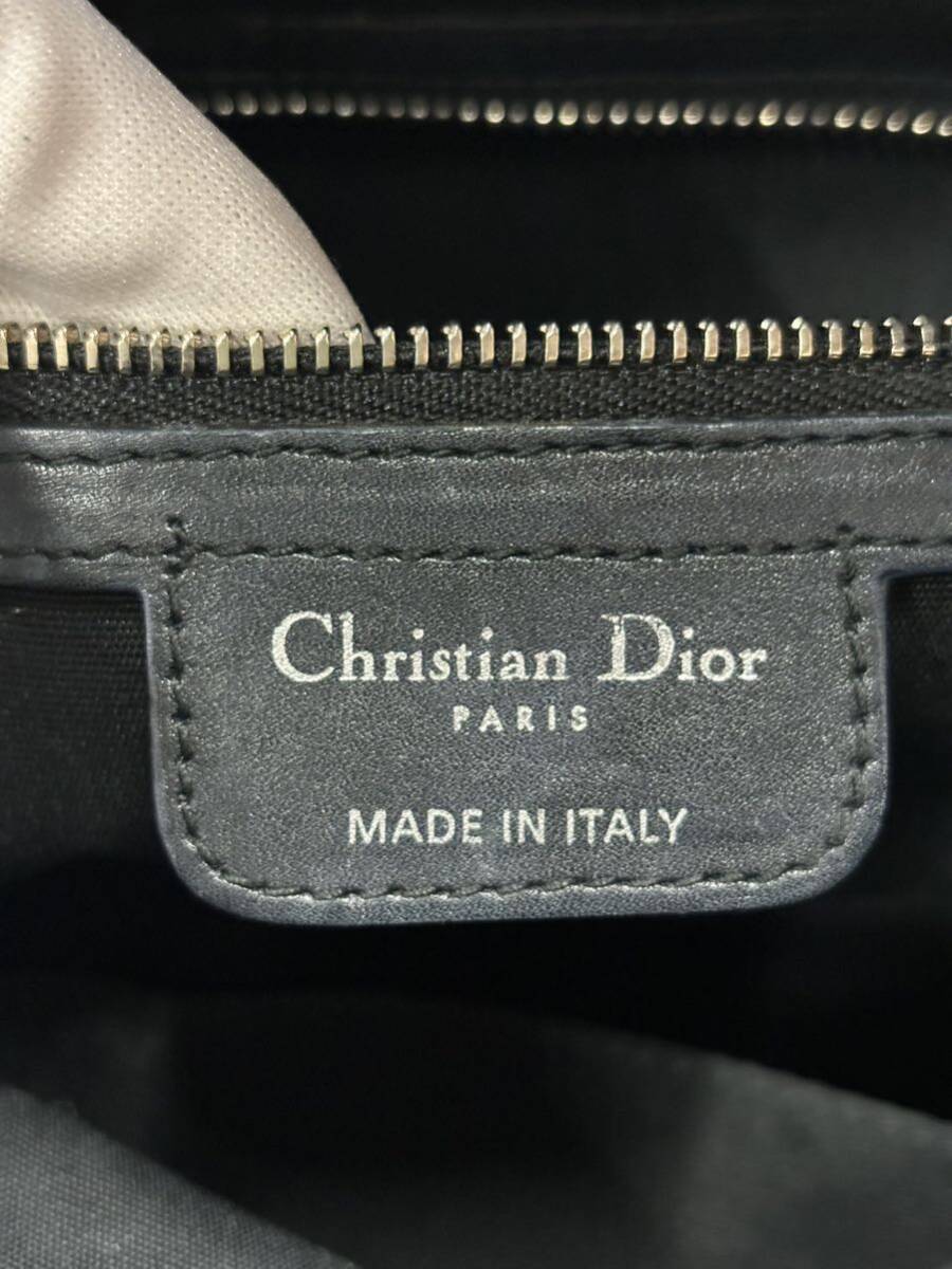 Christian Dior クリスチャンディオール カレーニナ プリーツ シャーリング ハンドバッグ ボストンバッグ ブラック×レザー の画像7