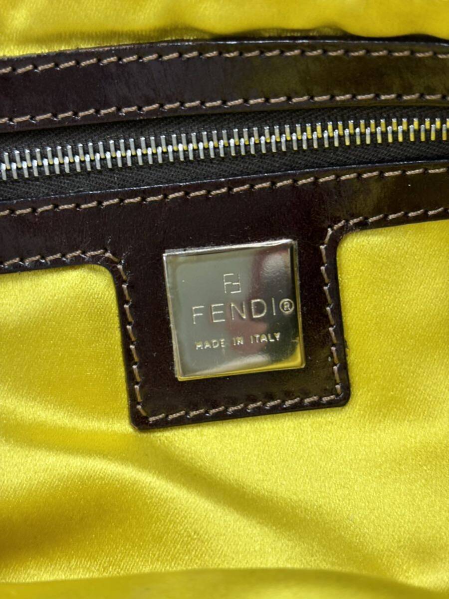 FENDI フェンディ ハンドバッグ 肩掛け フラワー刺繍 マンマバケット デニム レザー の画像10