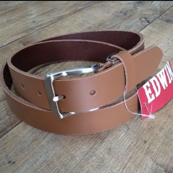 新品 薄茶　EDWIN 本革ベルト 