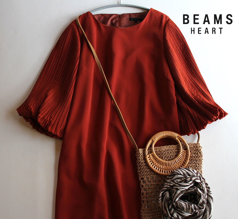  Beams Heart BEAMS HEART| pleat sleeve one tone One-piece 