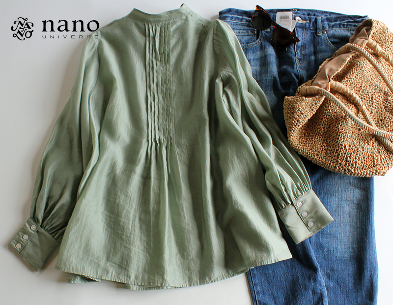  Nano Universe | light .. pin tuck sia- blouse pistachio 