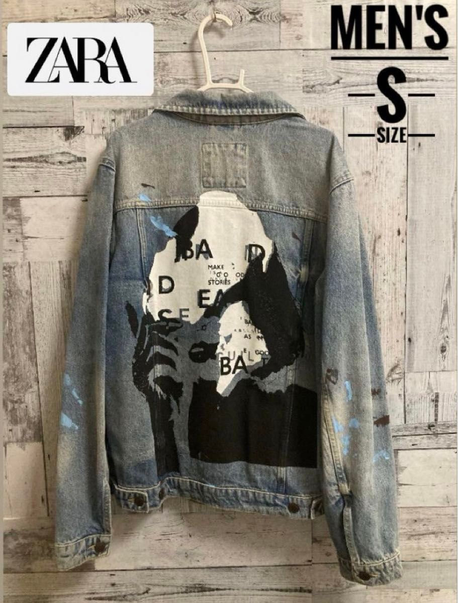 ZARA  ペイントデニムジャケット　 Gジャン/M/コットン デニムジャケット ジャケット JACKET DENIM