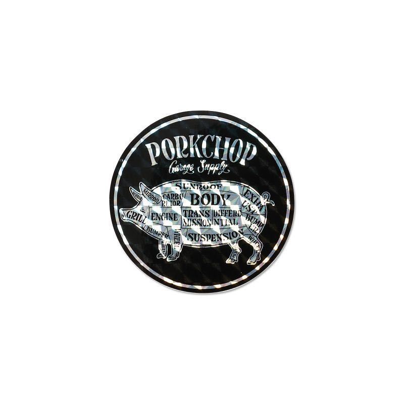 PORKCHOP ホログラム サークル ステッカー ポークチョップ ブラック 黒 MOONEYES ムーンアイズ 好きの方にも シール デカール pork chopの画像3