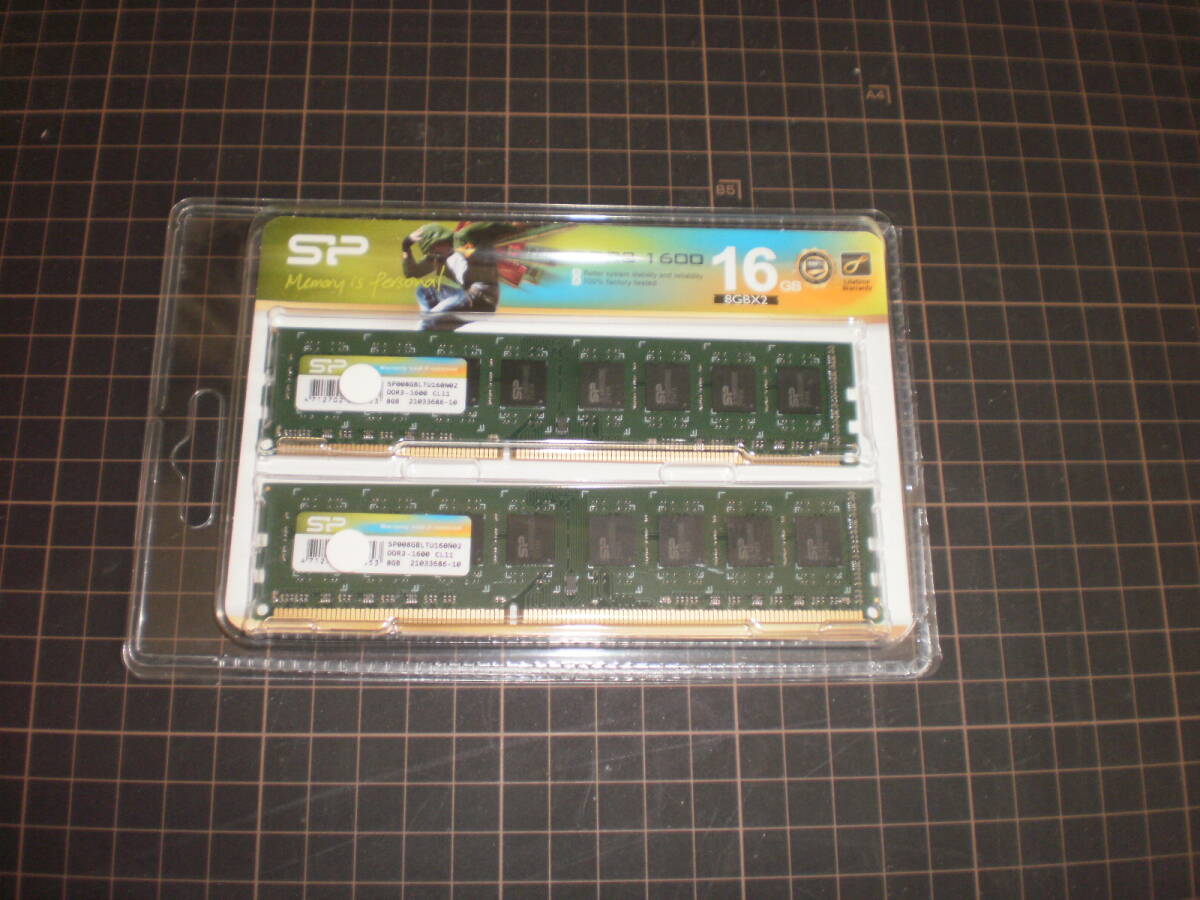 DDR3 1600メモリ　８GB×2　シリコンパワー　未使用品_画像1