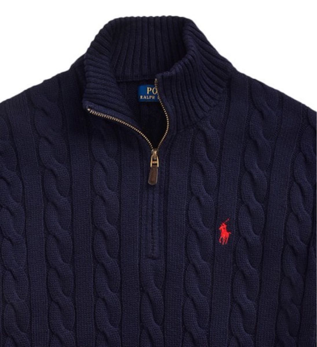 新品 ポロラルフローレン ネイビー リブ網ニット ハーフジップニット 刺繍 ラルフ Polo セーター 新品 ポロラルフローレン ネイビー リブ網ニット ハーフジップニット 刺繍 ラルフ Polo セーター