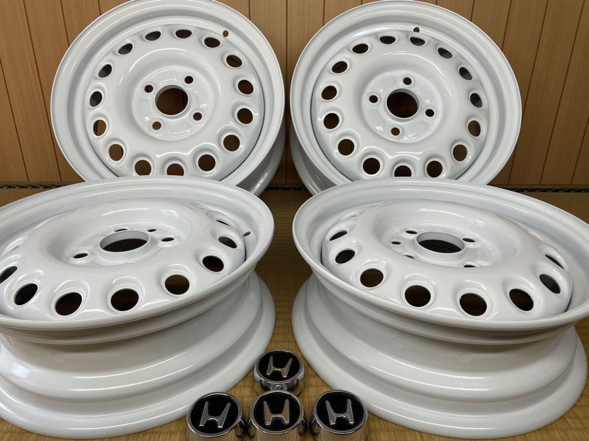 ホンダ ビート PP1 純正 スチール 13インチ×4.5J 2本 14×5.0J 2本 PCD100 ホワイト美品_画像1