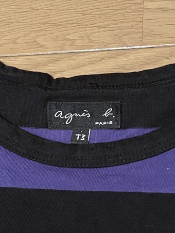 アニエスベー agnes b b. 長袖Tシャツ ロングTシャツ T3 ボーダー ストライプ 黒 ブラック 紫 パープル ロンT 日本製 MADE IN JAPAN agnesb_画像4