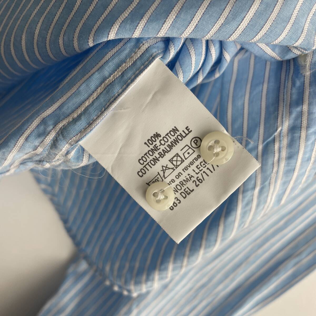 【美品/イタリア製】BEVILACQUA size/XS (h) ベヴィラクア ストライプ シャツ 長袖 サックスブルー Itary Shirtの画像9