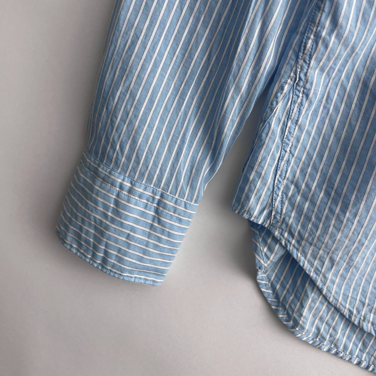 【美品/イタリア製】BEVILACQUA size/XS (h) ベヴィラクア ストライプ シャツ 長袖 サックスブルー Itary Shirtの画像6
