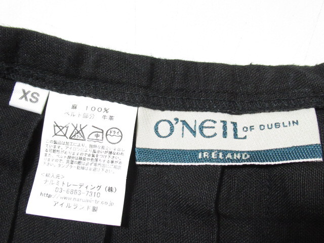 ★ O'NEIL OF DUBLIN オニールオブダブリン リネン スカート アイルランド製 size XS ブラック_画像7