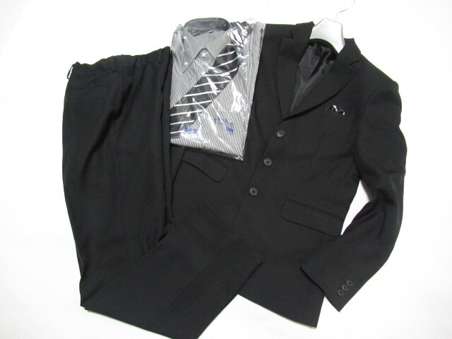 【極美品】 OLIVER HOUSE オリバーハウス ブラック フォーマル 3ボタン スーツ 上下 size 170 シャツ・ネクタイ付き _画像1