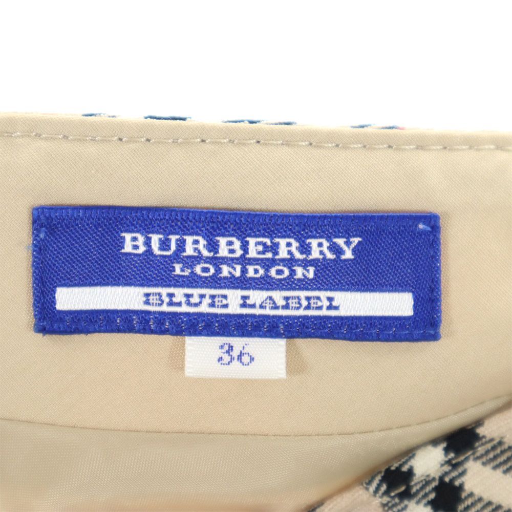 バーバリーブルーレーベル 三陽商会 チェック ミディ丈 プリーツスカート 36 ベージュ系 BURBERRY BLUE LABEL レディース 240319_画像9