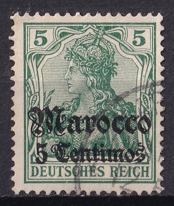 1905年ドイツ植民地 ゲルマニア(モロッコ)加刷切手 5C auf 5Pf_画像1
