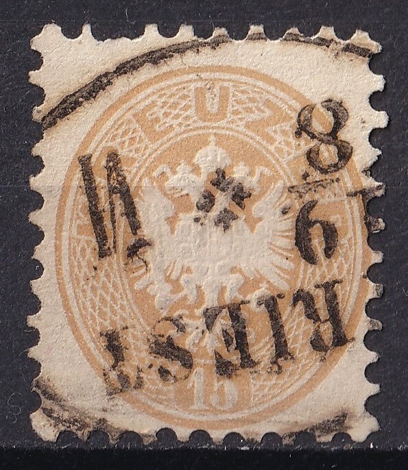 1863年オーストリア 紋章図案切手 15Kr._画像1