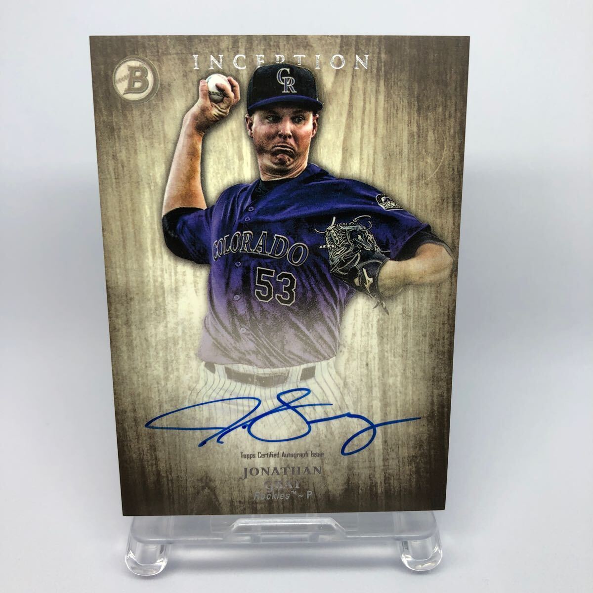 2014 Bowman Inception Jon Gray 現Texas Rangers ジョン・グレイ テキサス・レンジャーズ ジャージ auto 直筆サイン_画像1