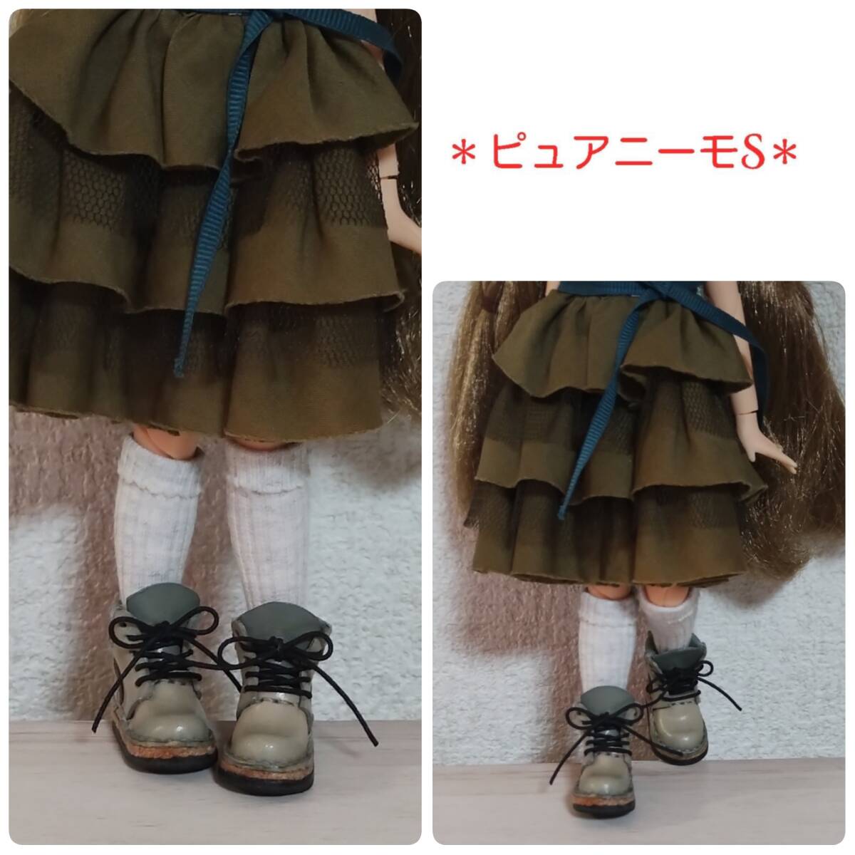 *レースアップブーツ*濃淡グレー***ワークブーツ*ハンドメイド*靴*革*ネオブライス*ピュアニーモS*ミニチュア*_画像4