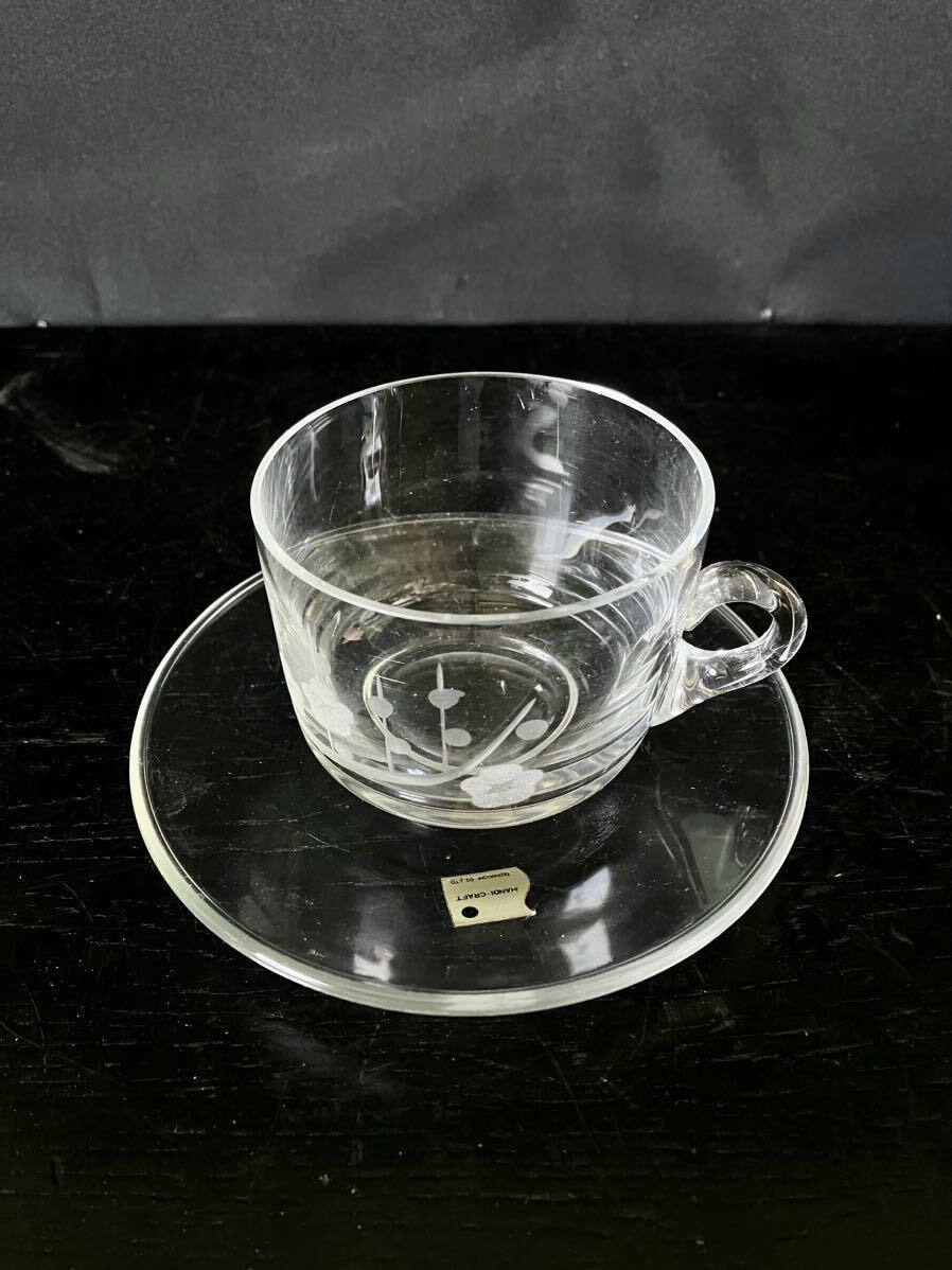 Q-80＊茶道具＊TACHIKICHI＊ガラス製＊冷茶カップ ＊アイスティー＊昭和レトロ＊茶器＊ソーサー＊洋食器＊三客揃_画像4