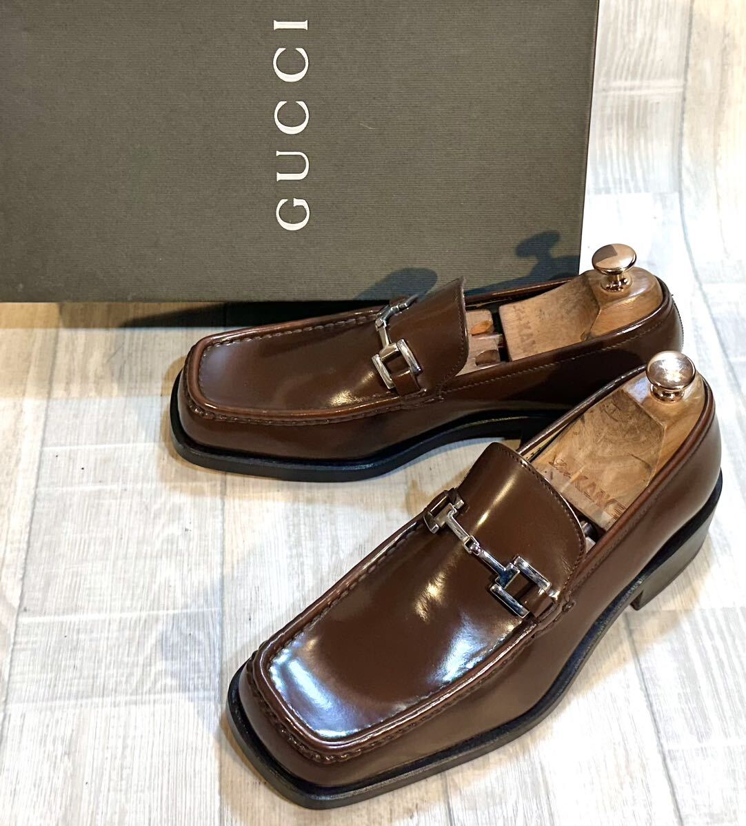 [ не использовался ]GUCCI Gucci *25.5cm 41 E* bit Loafer мокасины кожа подошва кожа обувь бизнес обувь платье обувь Italy производства мужской чай 