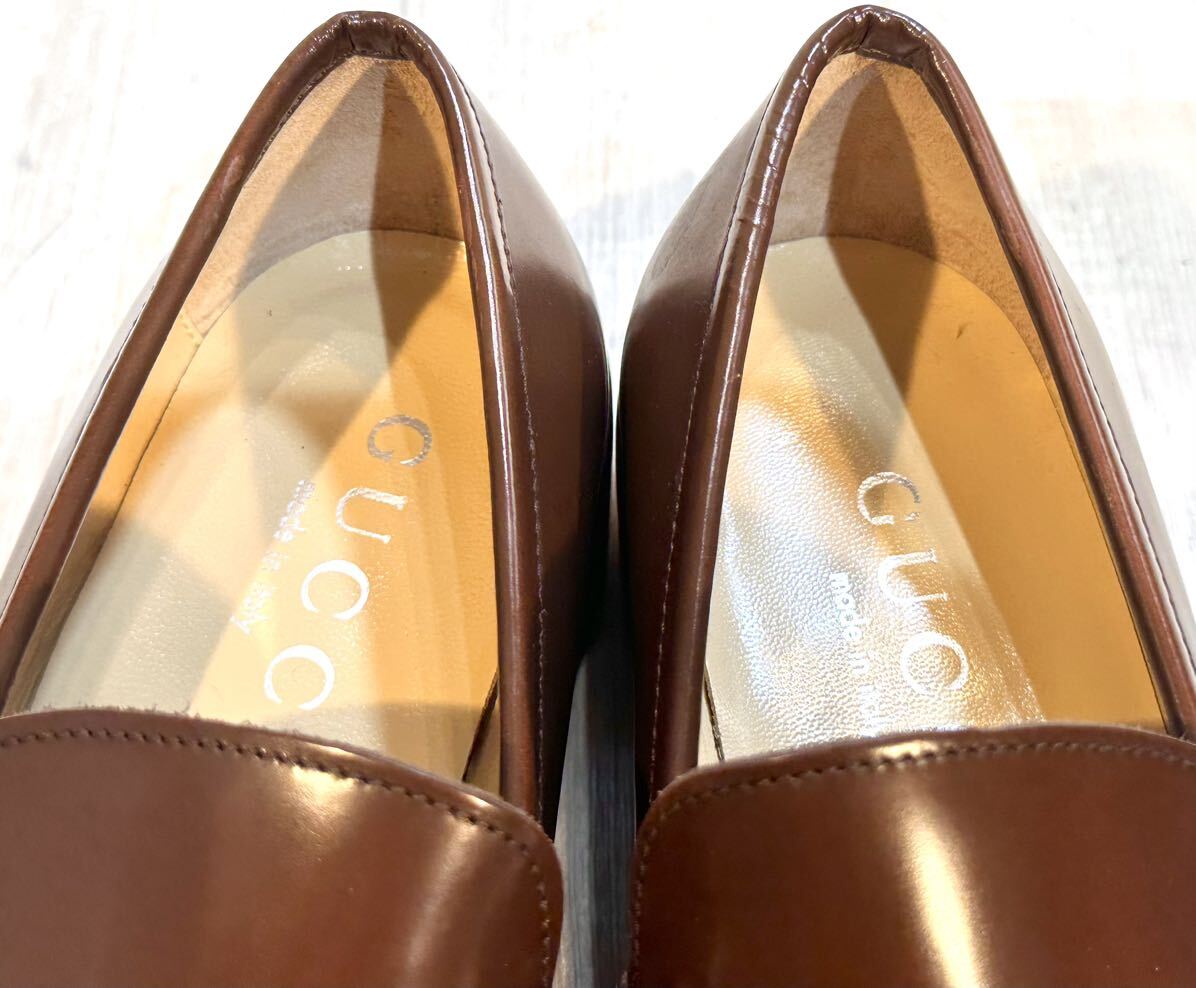 [ не использовался ]GUCCI Gucci *25.5cm 41 E* bit Loafer мокасины кожа подошва кожа обувь бизнес обувь платье обувь Italy производства мужской чай 