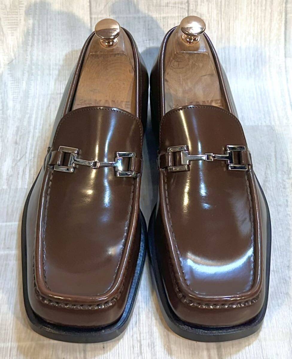 [ не использовался ]GUCCI Gucci *25.5cm 41 E* bit Loafer мокасины кожа подошва кожа обувь бизнес обувь платье обувь Italy производства мужской чай 