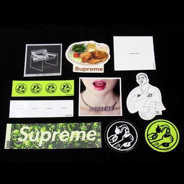 18SS Supreme Sticker Set ステッカー 10枚 セット Skull Pile Box Logo Prodigy Necklace Chicken Dinner Chair Molotov Liquid Blue 蓄光の画像1