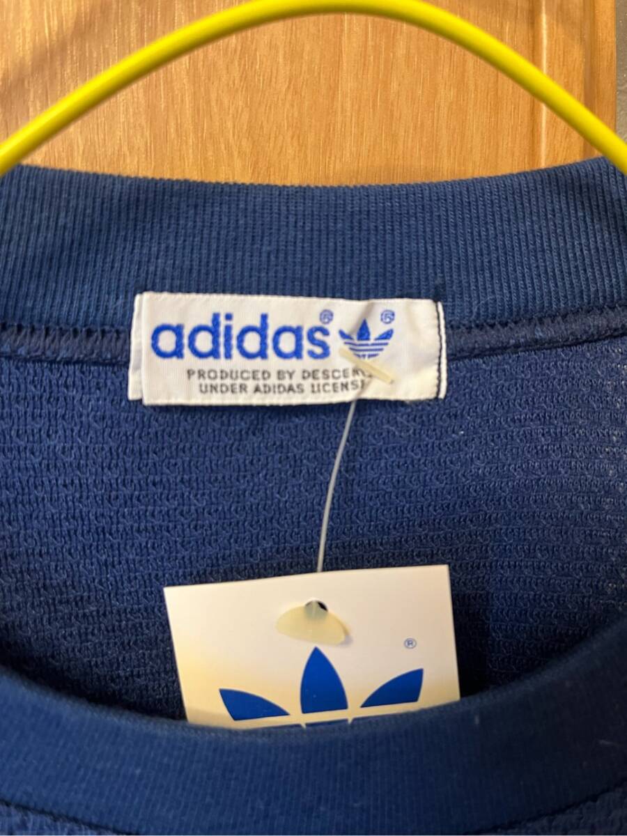 * Adidas спорт рубашка футболка с длинным рукавом темно-синий серия L не использовался adidas Descente Vintage to зеркальный . il неиспользуемый товар 80s