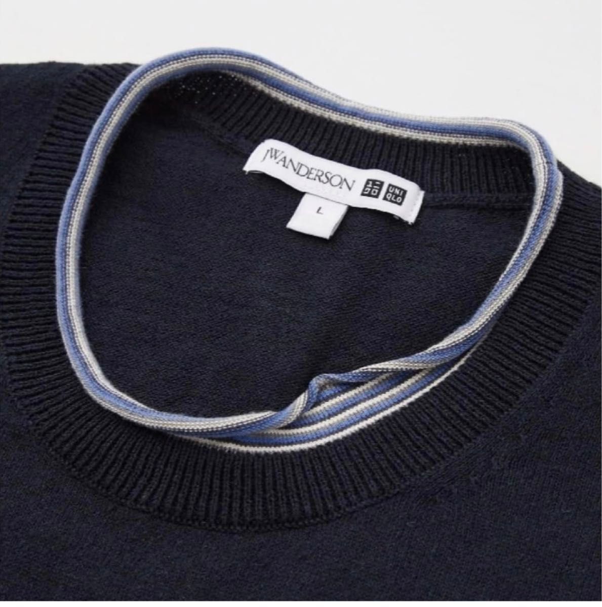 UNIQLO JWアンダーソン リネンブレンドクルーネックセーター（半袖） NAVY