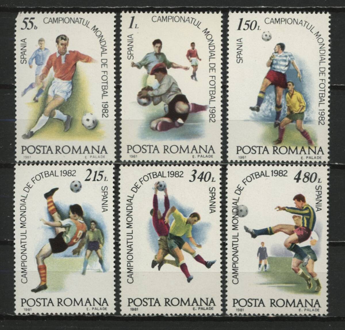 ∞ルーマニア 1981年 ワールドカップサッカー SC#3042~47 未使用NH 6種完の画像1