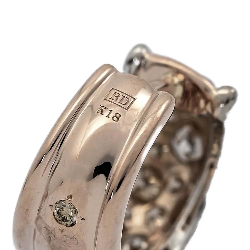 カシケイ メランジェバンド/MELANGE BAND・フープ 32P・ブラウン ダイヤモンド ピアス/K18P+W/750 -7.9g/0.8ct/Kashikey ■509785