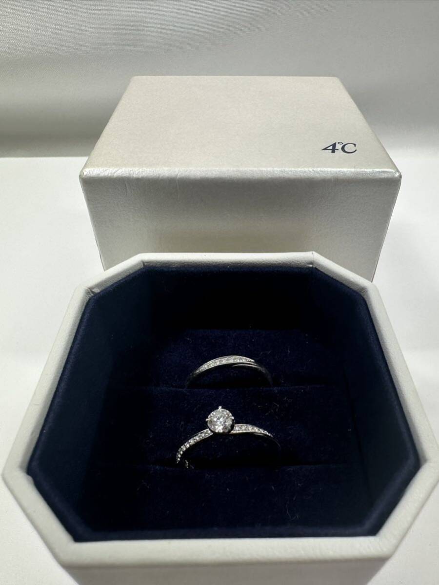 4℃ダイヤモンド pt950 婚約指輪セット7.6g_画像1