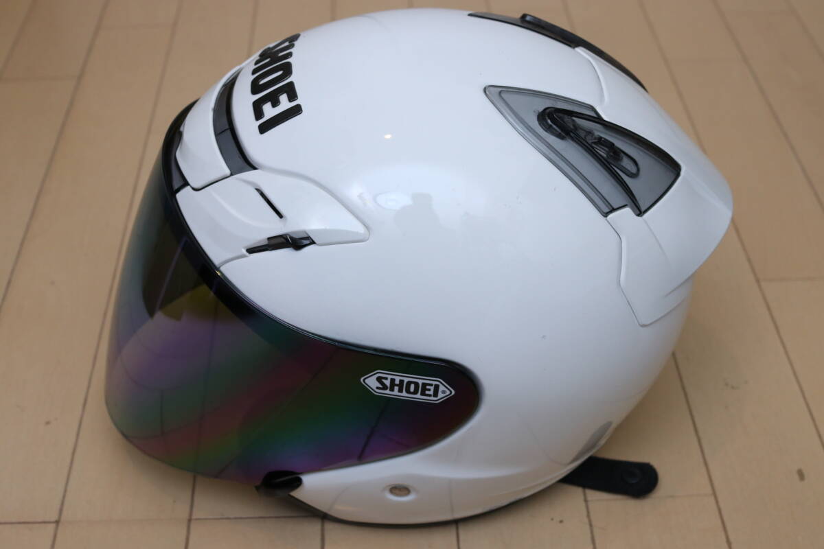 SHOEI J-FORCE3 ホワイト sizeXL 純正ミラーシールド付き 内装パッド 健全 　J-STREAM/FORCE2_画像3