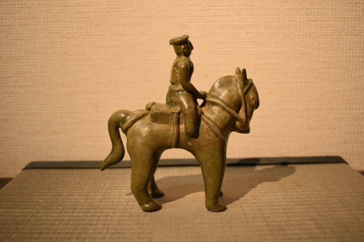【GE】Y382【コレクター所蔵品】時代 青磁騎馬人物像 /中国古玩 中国美術 骨董品 時代品 美術品 古美術品_画像3