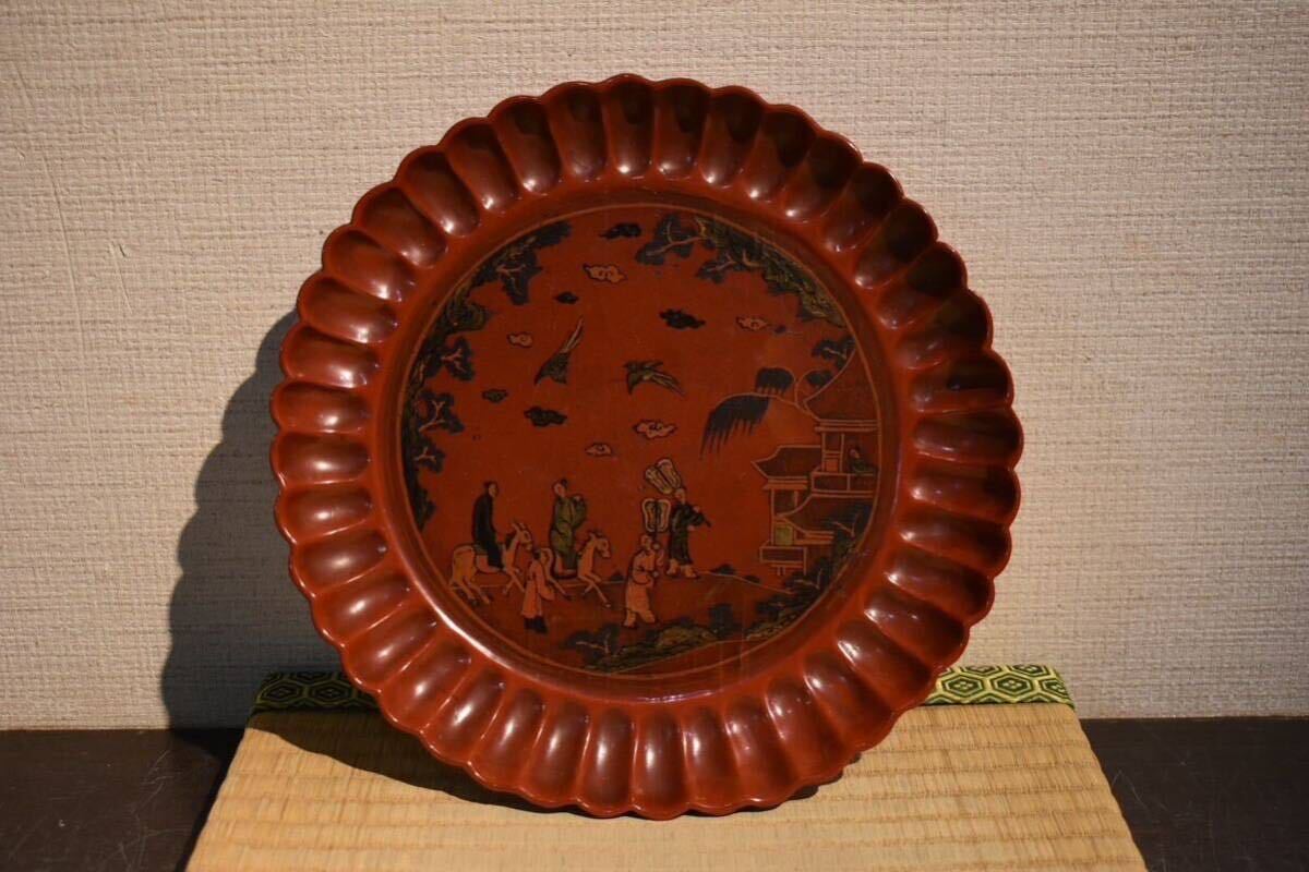 [GE]Y532[ collector place warehouse goods ]{ name goods } era Tang thing .. wheel flower tray / China old . China fine art antique goods hour substitute article work of art old work of art 