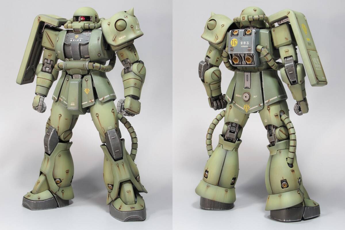 【MG 1/100 MS-06F 量産型ザクⅡ 戦場風 改修塗装完成品】_画像3