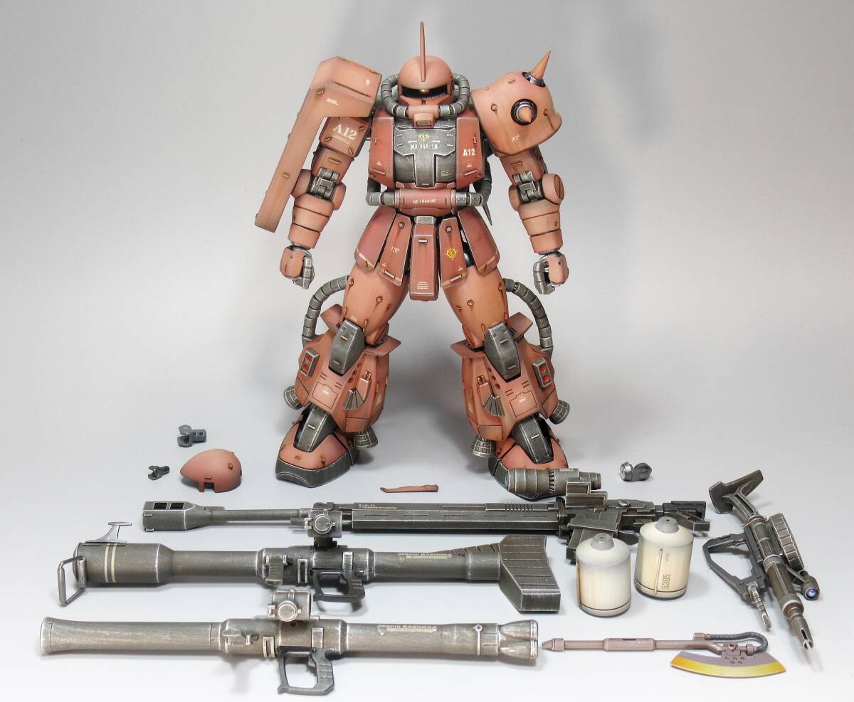 MG 1/100 MS-06R-1A シャア専用 高機動型ザクⅡ 戦場風 改修塗装 MG 1/100 MS-06R-1A シャア専用 高機動型ザクⅡ 戦場風 改修塗装