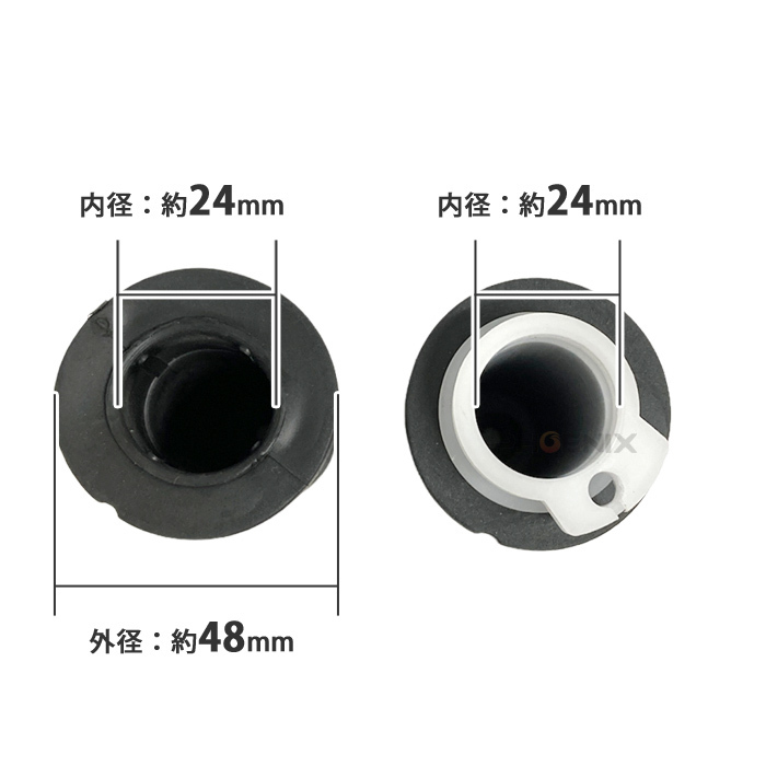 ハンドル グリップ バイク 24mm ラバー エンド 非貫通 左右 セット インナー スロットルパイプ 付 原付 スクーター ポケバイ 黒 バイク_画像3