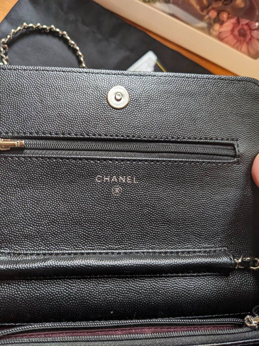 CHANEL シャネル チェーンウォレット　ショルダーバッグ　wocキャビアスキン　シルバー　並行輸入品