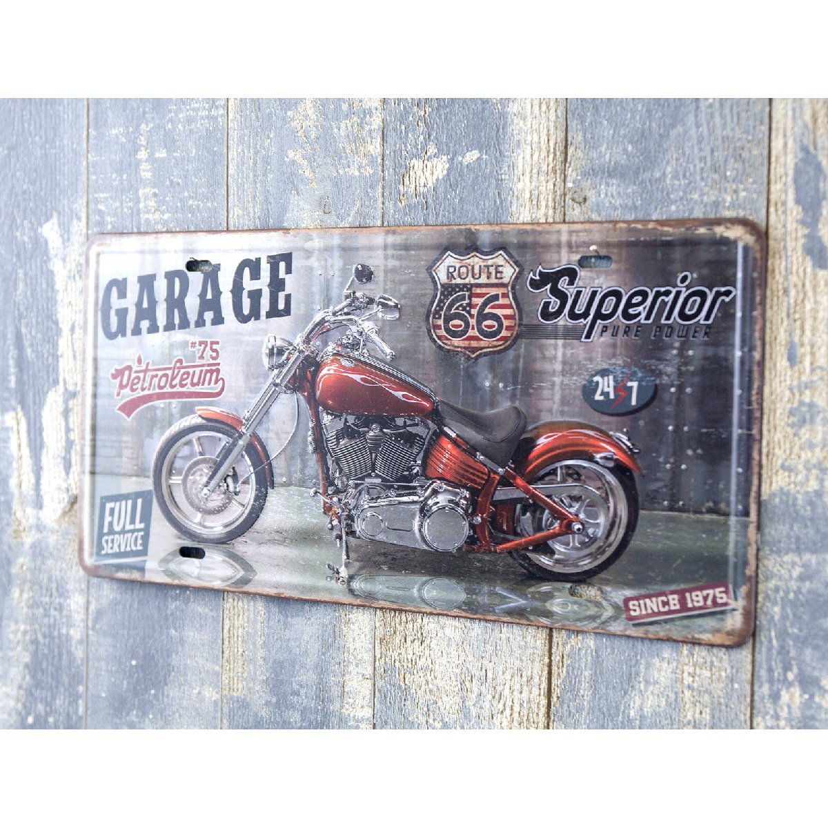  antique metal en Boss plate WIDE [Superior GARAGE]