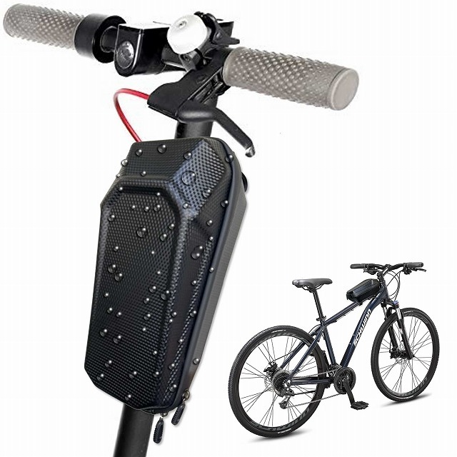 電動キックボード用 Lサイズ 大容量 防水フロントバッグ 小物入れ 収納 簡単取付 軽量 スクーター 自転車 サイクルバッグの画像1
