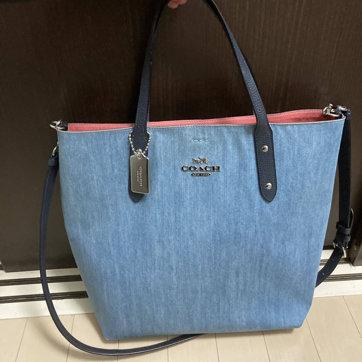 希少 COACH コーチ 2way デニム トートバッグ ショルダーバッグ ハンドバッグ ブランド レディース ファッション おしゃれ 人気