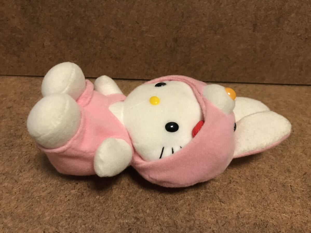 現状品 高さ16cm 1998年 ハローキティ ピンク うさぎ 着ぐるみ ぬいぐるみ サンリオ パートナー Hello kitty 人形 1990年代 平成キティの画像5
